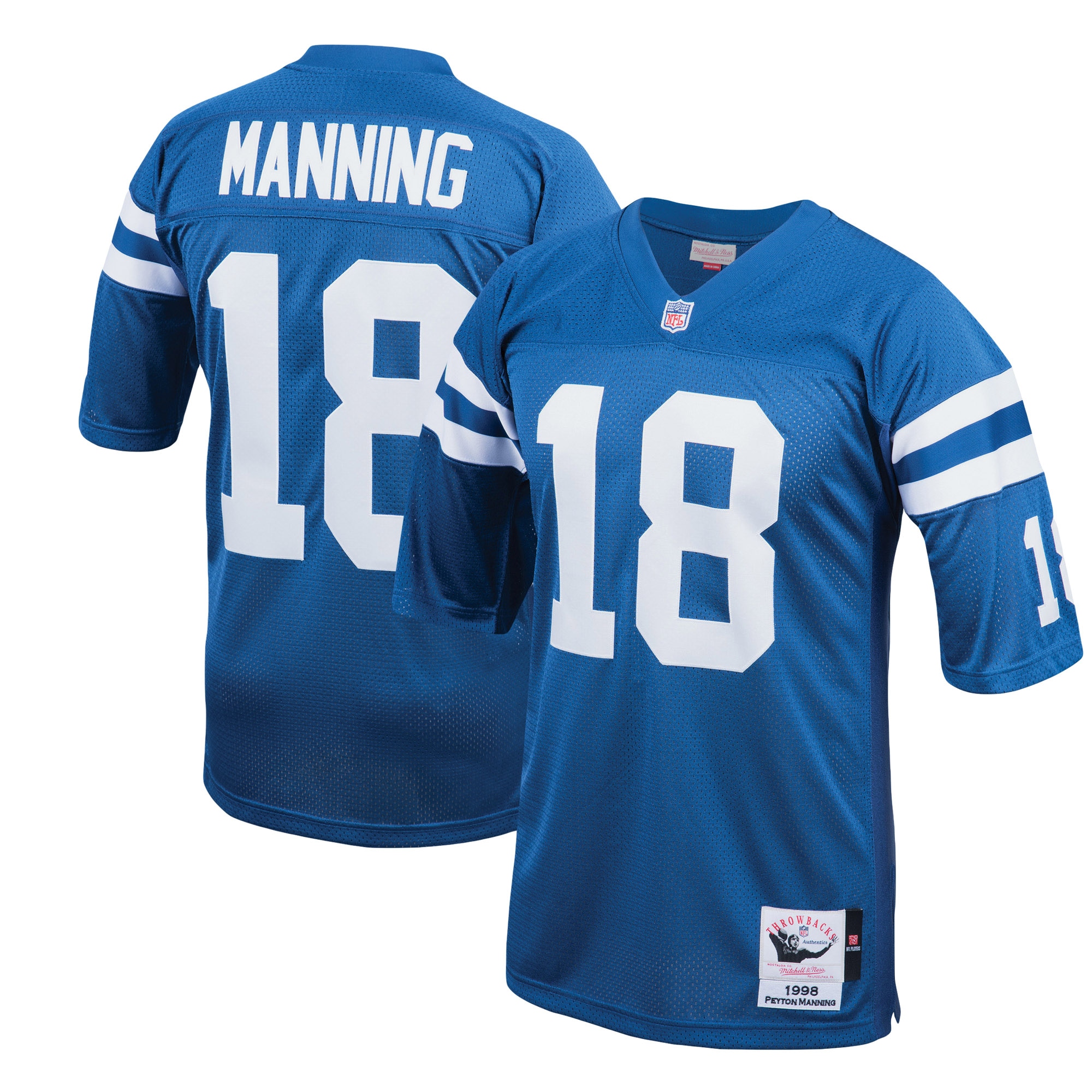 Men's Indianapolis Colts 1998 Peyton Manning Mitchell & Ness Royal Throwback Retired Player Jersey Js4296