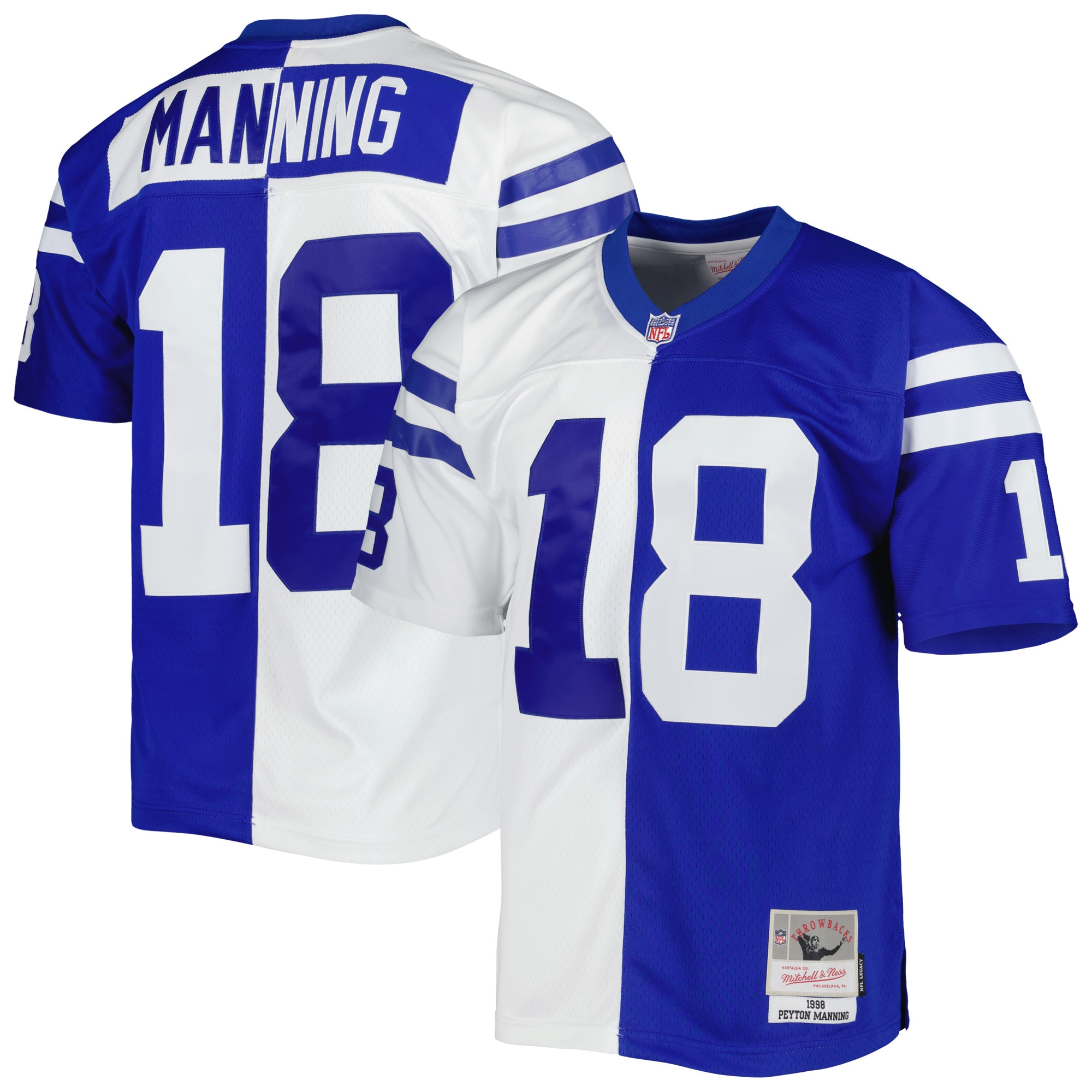 Men's Indianapolis Colts Peyton Manning Mitchell & Ness Royal/white 1998 Split Legacy Jersey Js1562