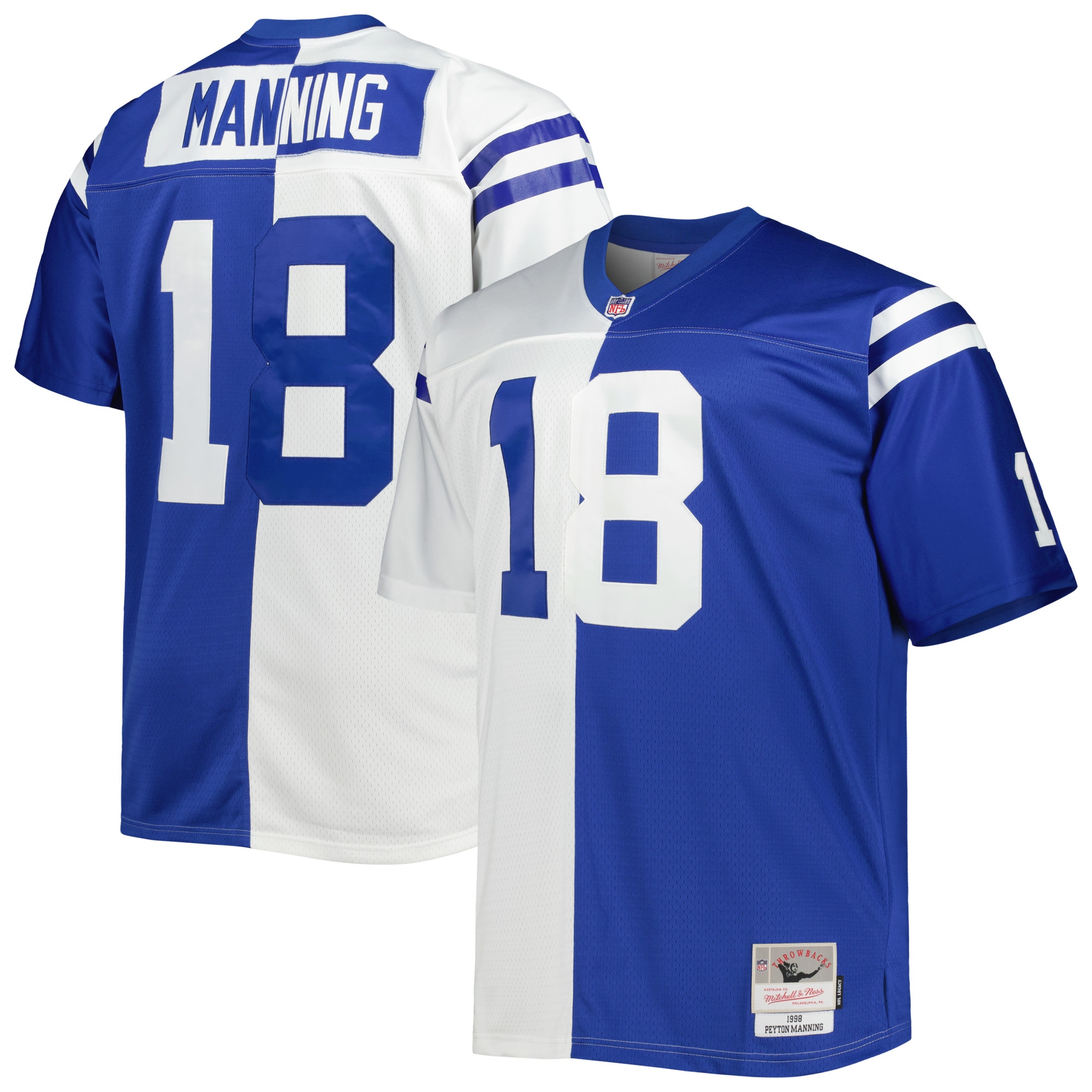 Men's Indianapolis Colts Peyton Manning Mitchell & Ness White/royal Big & Tall Split Legacy Retired Player Jersey Js9084