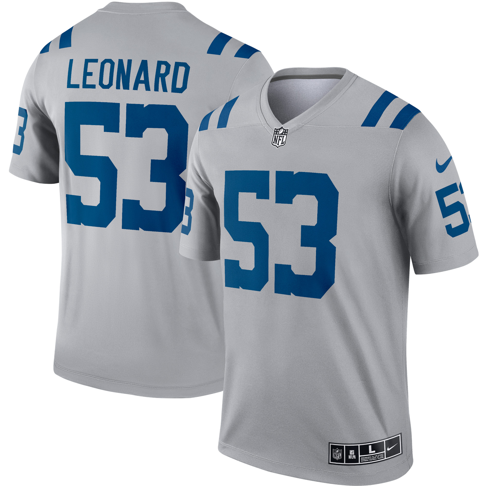 Men's Indianapolis Colts Shaquille Leonard Gray Inverted Legend Player Performance Top Js1285