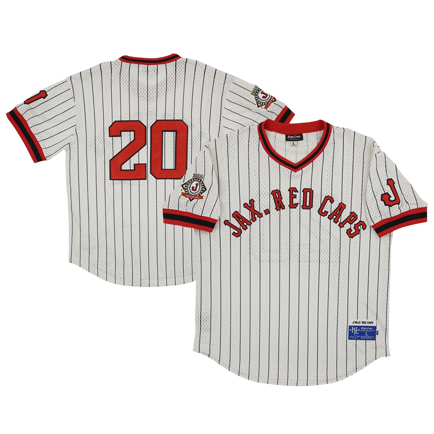 Men's Jacksonville Red Caps #20 Rings & Crwns Cream Mesh V-neck Jersey