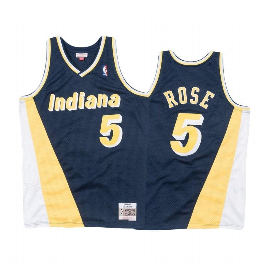 Men's Jalen Rose 5 Indiana Pacers White Hardwood Classics Jersey