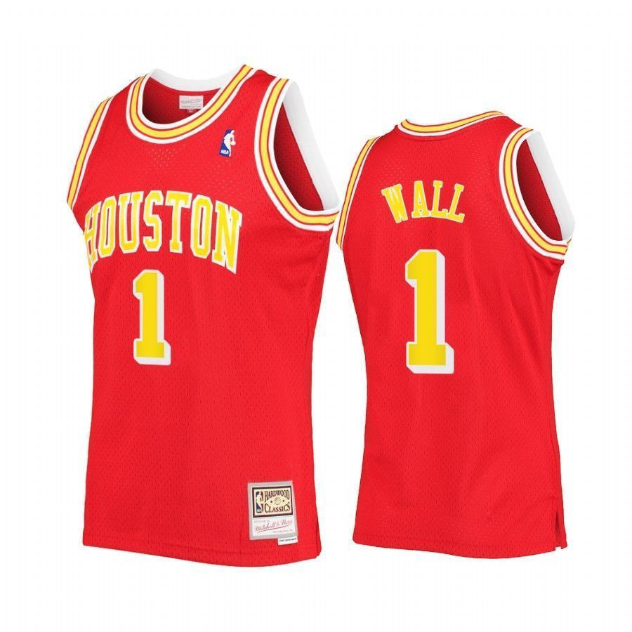 Men's John Wall 1 Houston Rockets Red Hardwood Classics Jersey