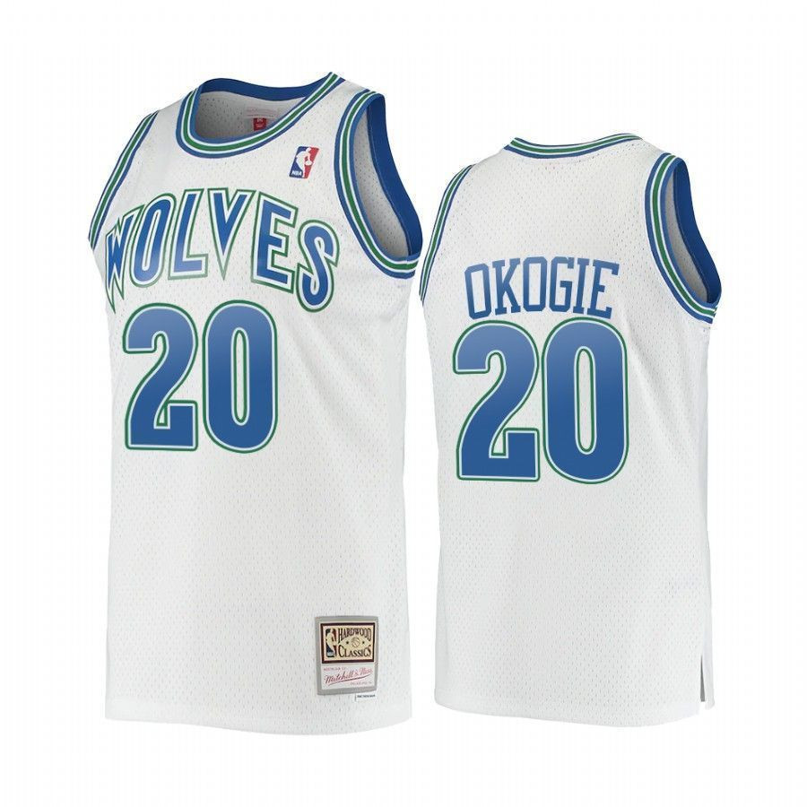 Men's Josh Okogie 20 Minnesota Timberwolves Hardwood Classics Jersey White