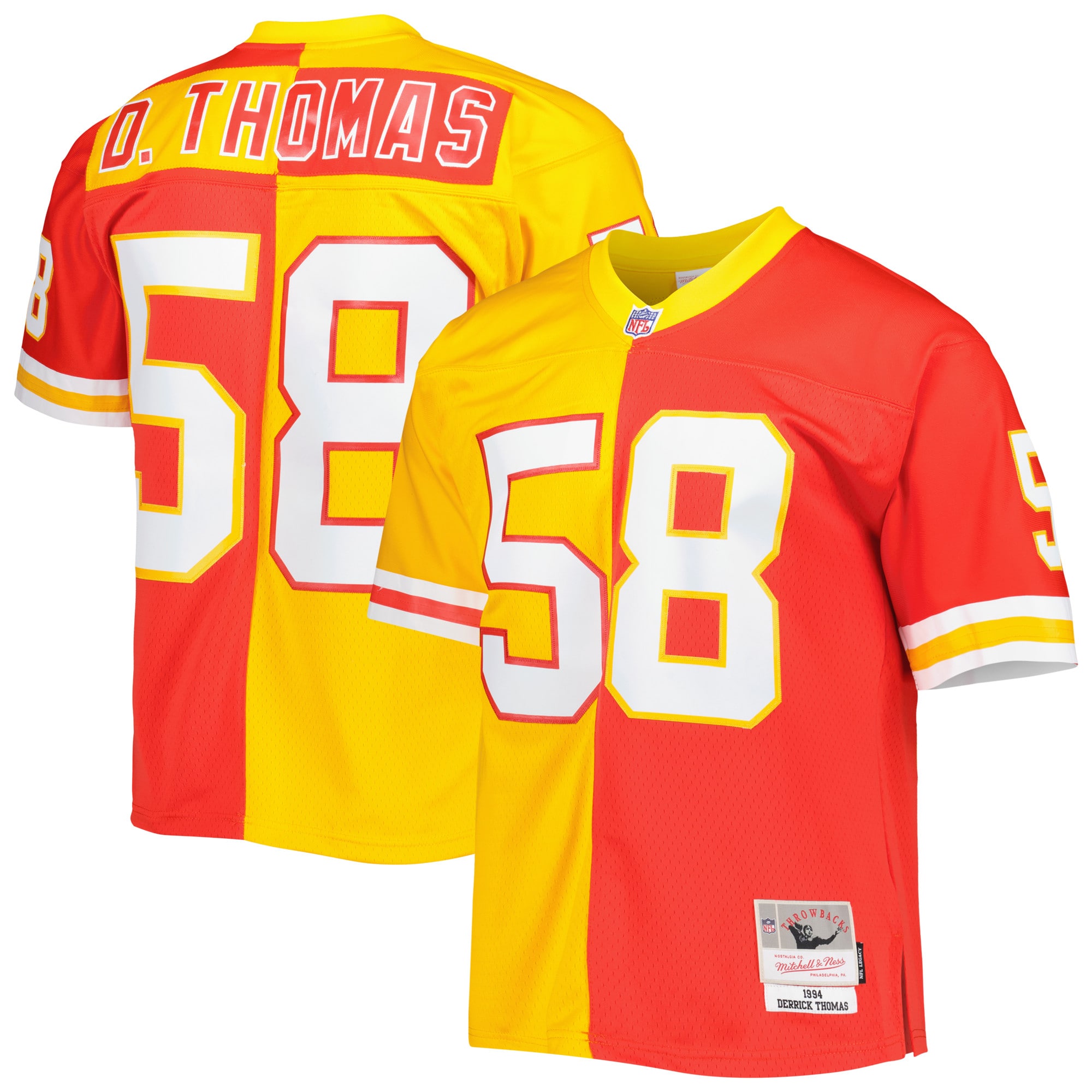 Men's Kansas City Chiefs Derrick Thomas Mitchell & Ness Red/gold 1994 Split Legacy Jersey Js9893