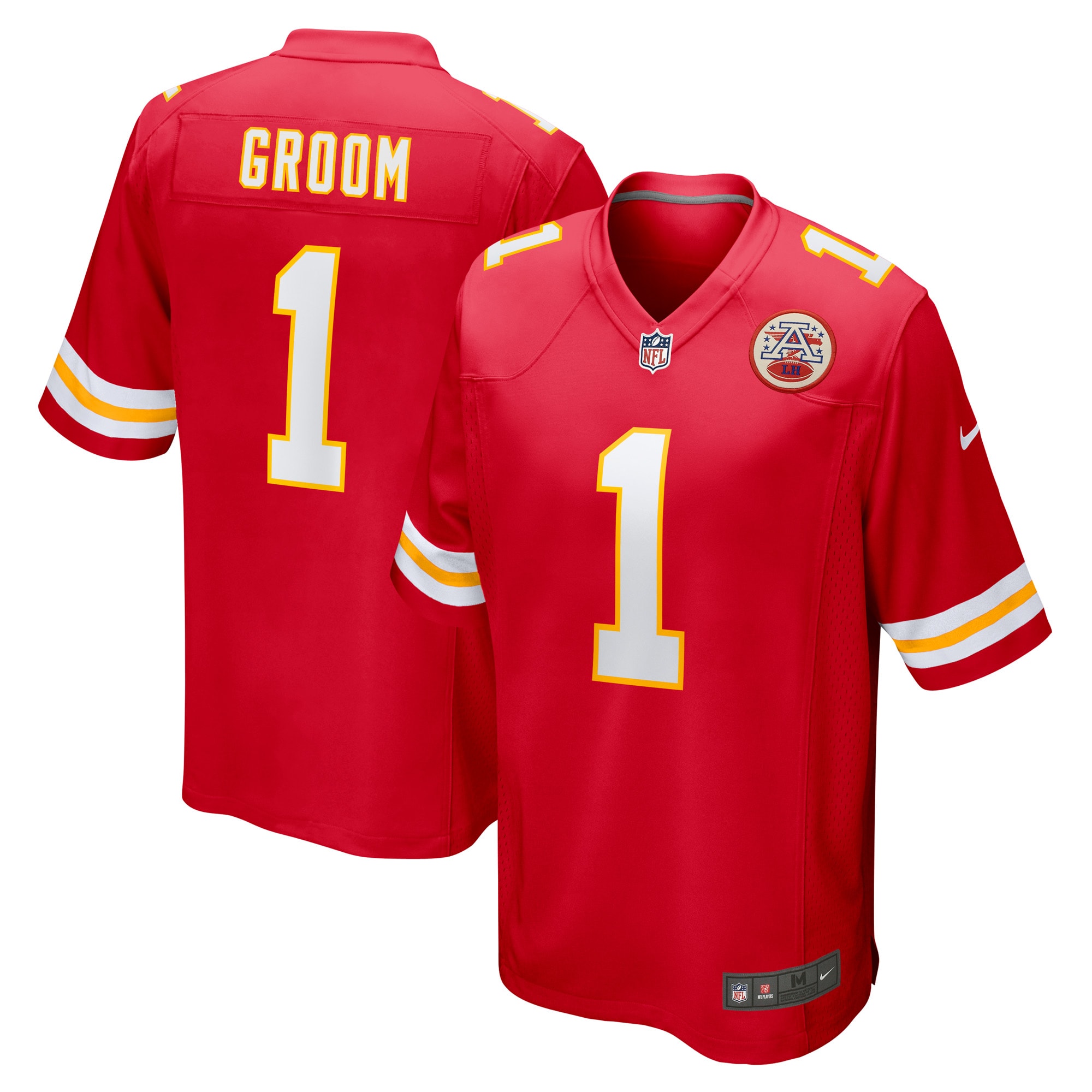 Men's Kansas City Chiefs Number 1 Groom Red Game Jersey Js5451