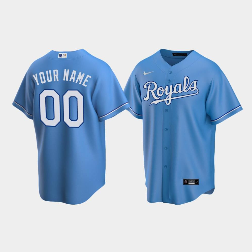 Men's Kansas City Royals 00 Custom Light Blue Alternate Jersey