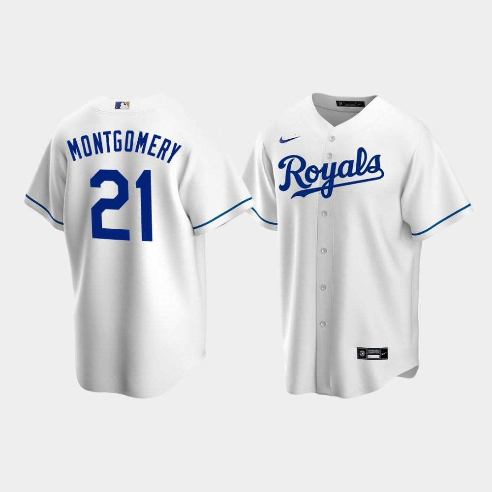 Men's Kansas City Royals 21 Mike Montgomery White Home Jersey