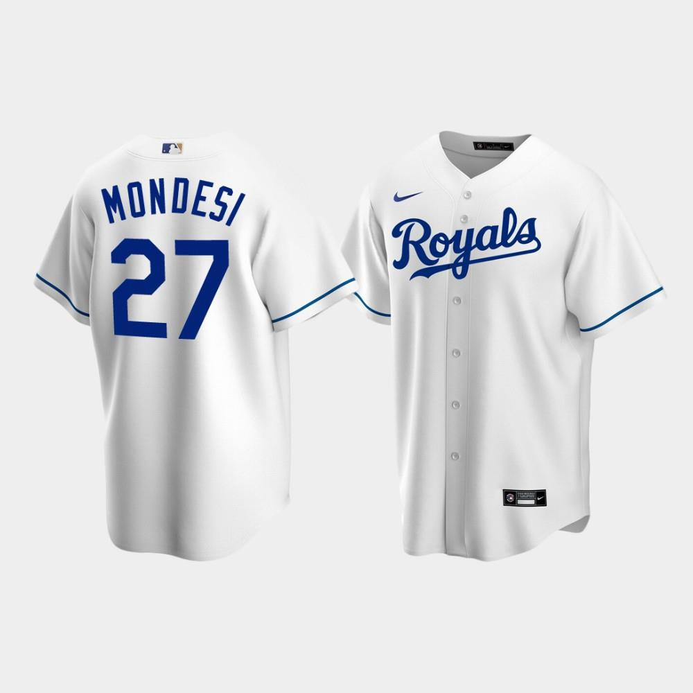 Men's Kansas City Royals 27 Adalberto Mondesi White Home Jersey