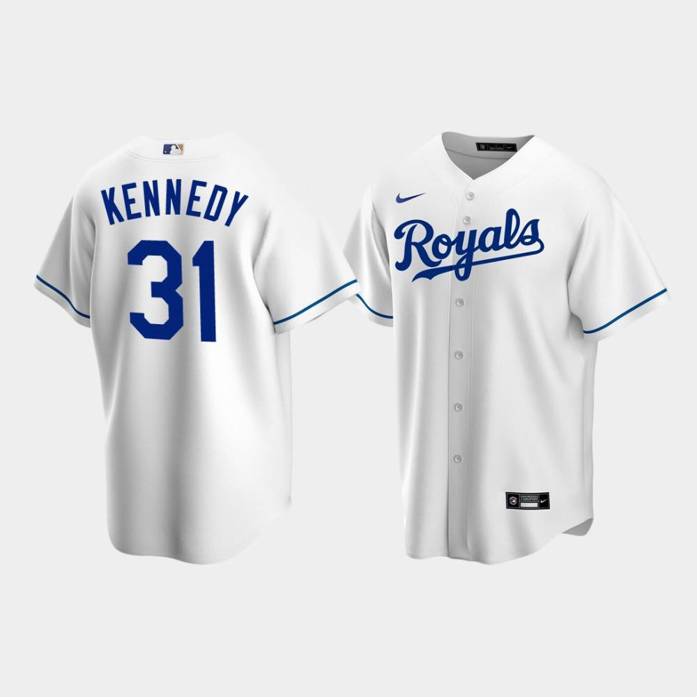 Men's Kansas City Royals 31 Ian Kennedy White Home Jersey