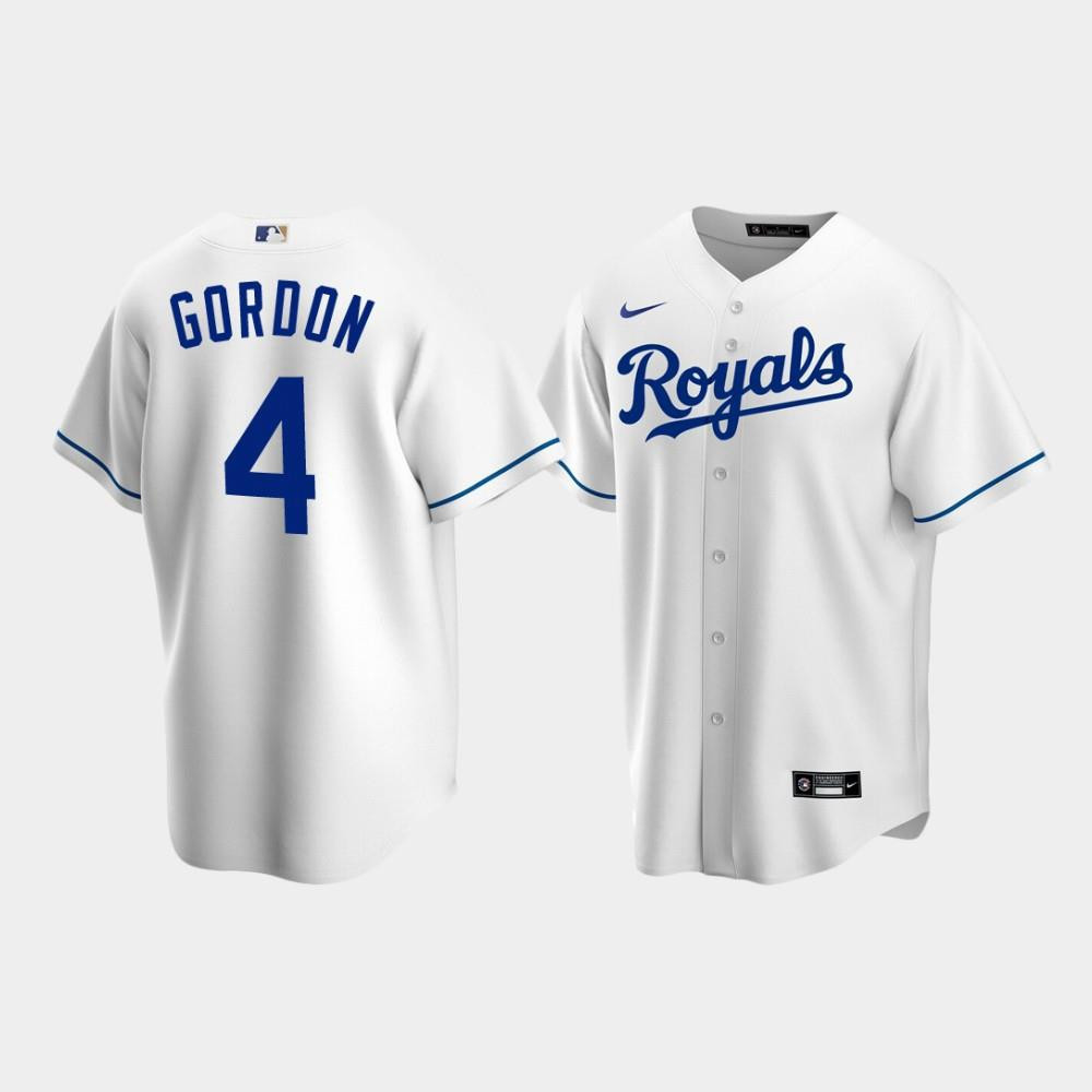 Men's Kansas City Royals 4 Alex Gordon White Home Jersey