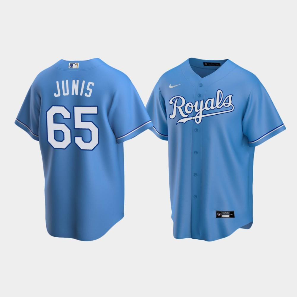 Men's Kansas City Royals 65 Jakob Junis Light Blue Alternate Jersey