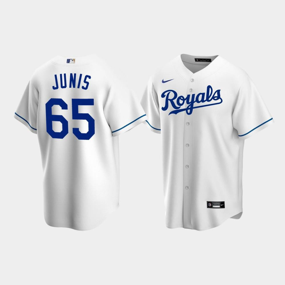 Men's Kansas City Royals 65 Jakob Junis White Home Jersey