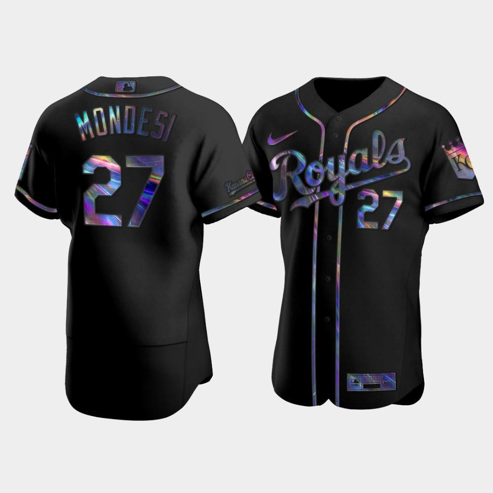 Men's Kansas City Royals Adalberto Mondesi 27 Black Golden Edition Holographic Jersey