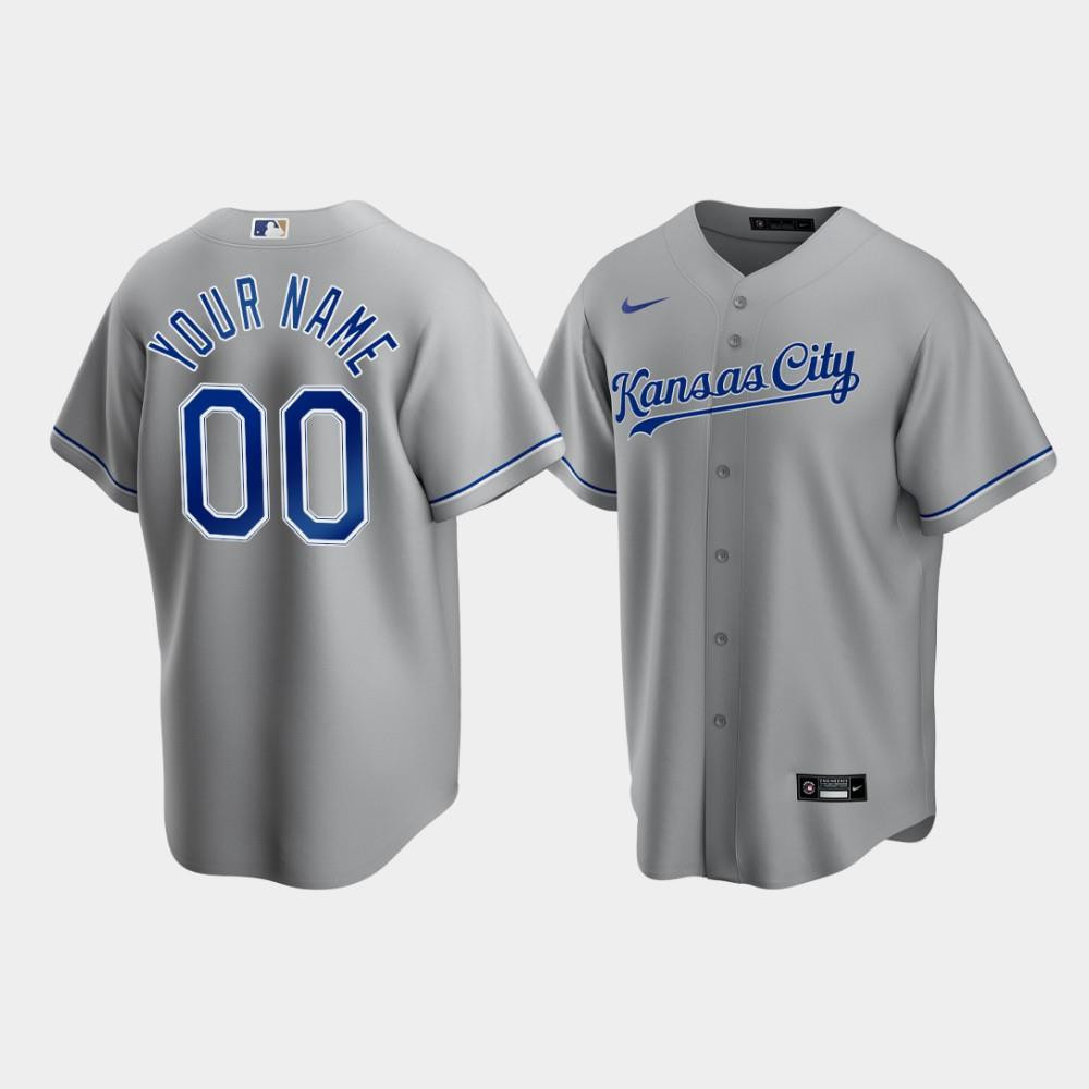 Men's Kansas City Royals Custom 00 Gray Road Jersey