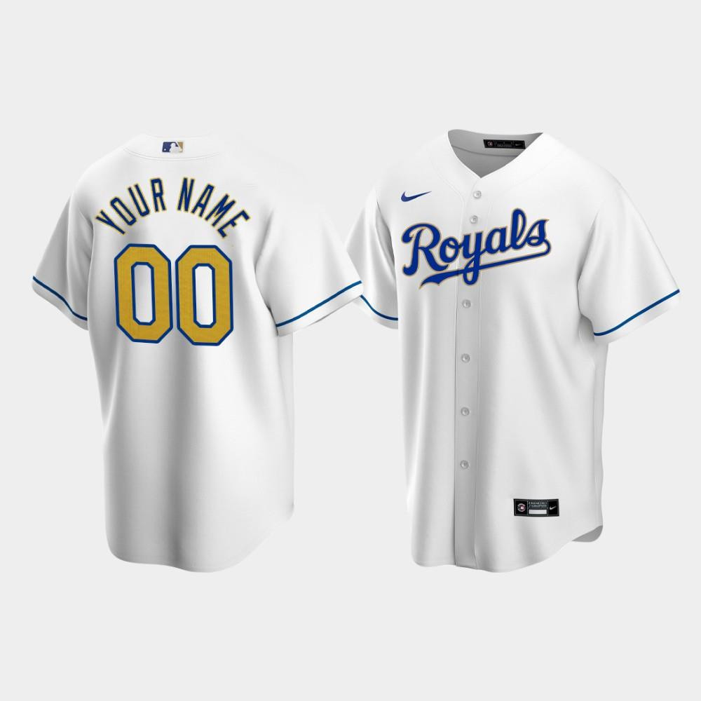Men's Kansas City Royals Custom 00 White Home Jersey