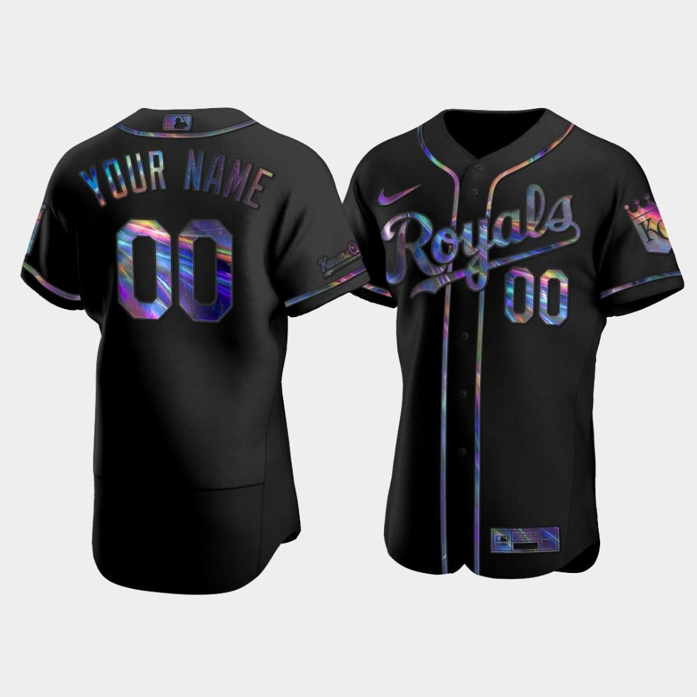 Men's Kansas City Royals Custom Black Golden Edition Holographic Jersey