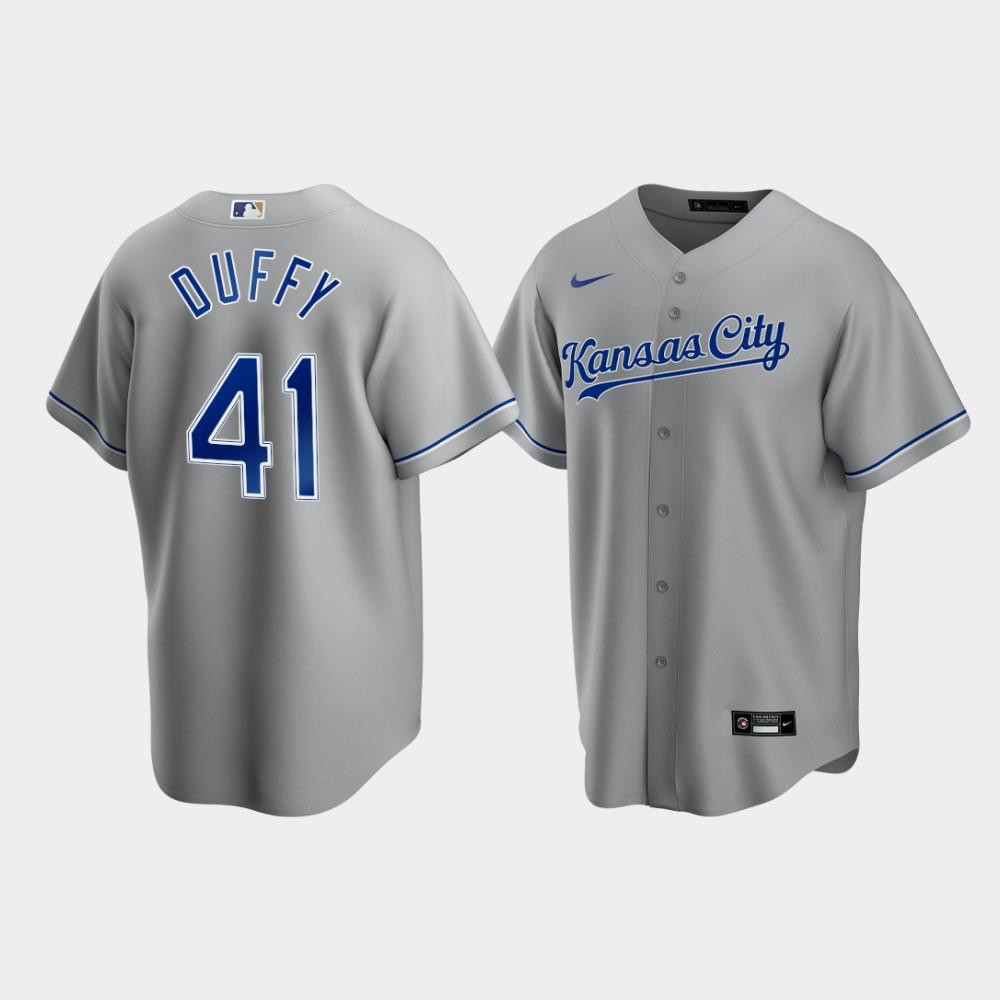 Men's Kansas City Royals Danny Duffy 41 Gray Road Jersey