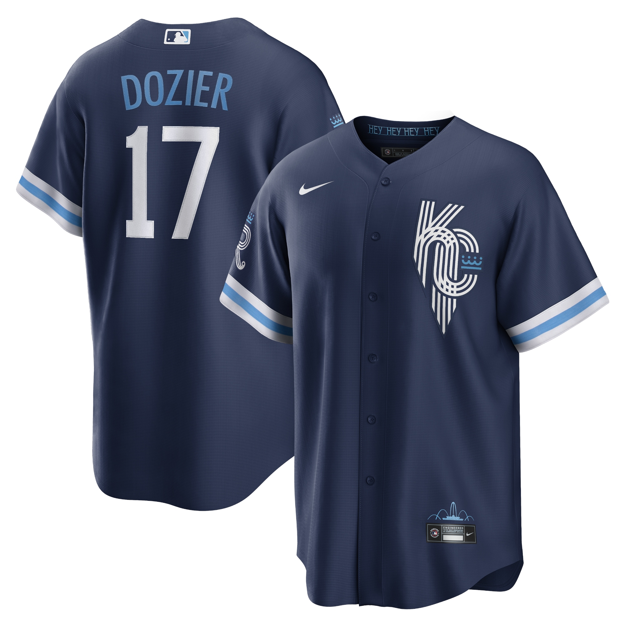 Men's Kansas City Royals Hunter Dozier Navy City Connect Player Jersey