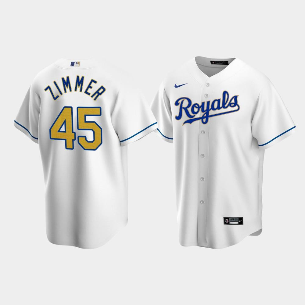 Men's Kansas City Royals Kyle Zimmer 45 White Home Jersey
