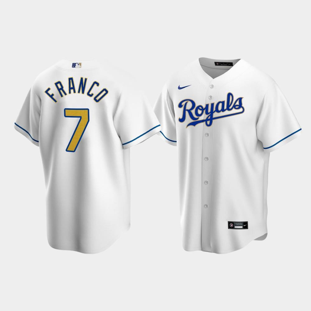 Men's Kansas City Royals Maikel Franco 7 White Home Jersey
