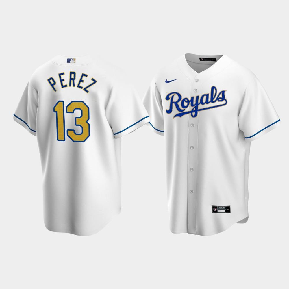 Men's Kansas City Royals Salvador Perez 13 White Home Jersey