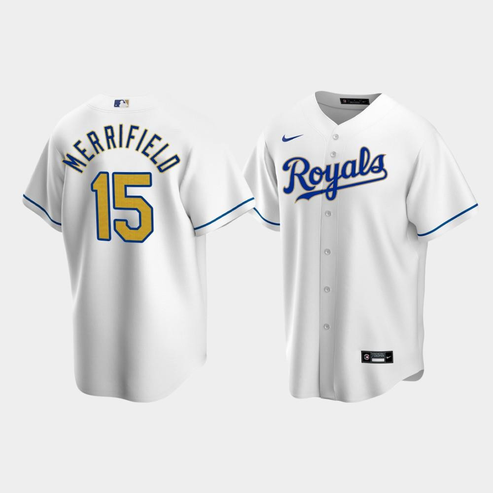 Men's Kansas City Royals Whit Merrifield 15 White Home Jersey