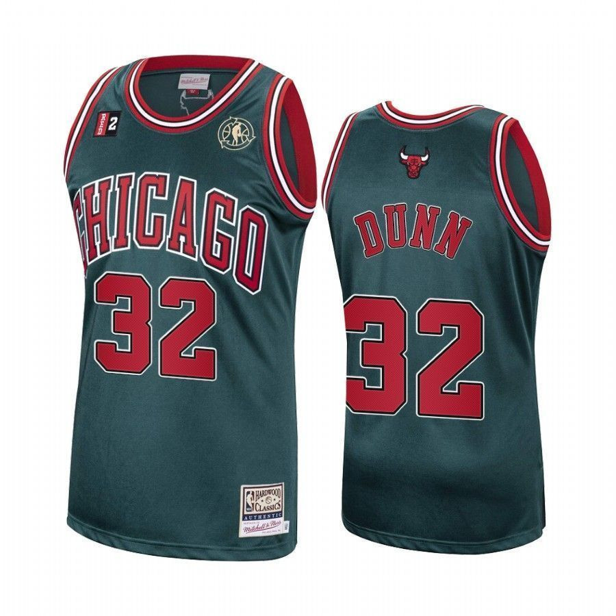 Men's Kris Dunn 32 Chicago Bulls Green Hardwood Classics Jersey