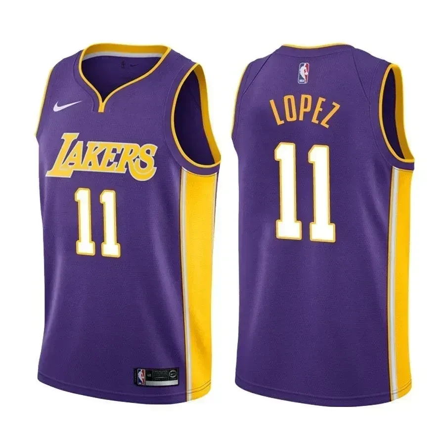 Men's Lakers Male Brook Lopez 11 Statet Purple Jersey