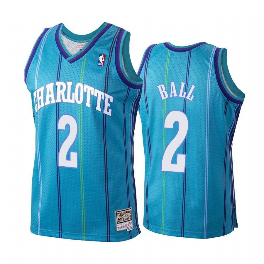 Men's Lamelo Ball 2 Charlotte Hornets Hardwood Classics Jersey Teal
