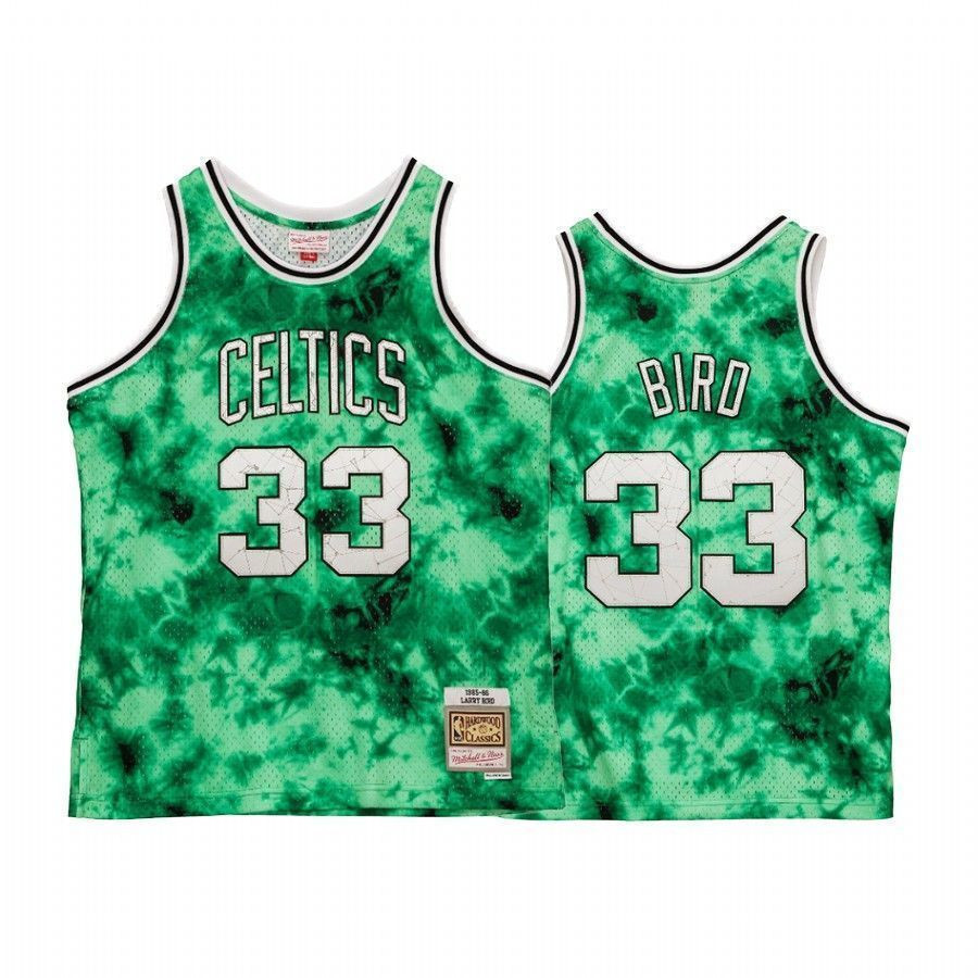Men's Larry Bird 33 Boston Celtics Galaxy Jersey Green