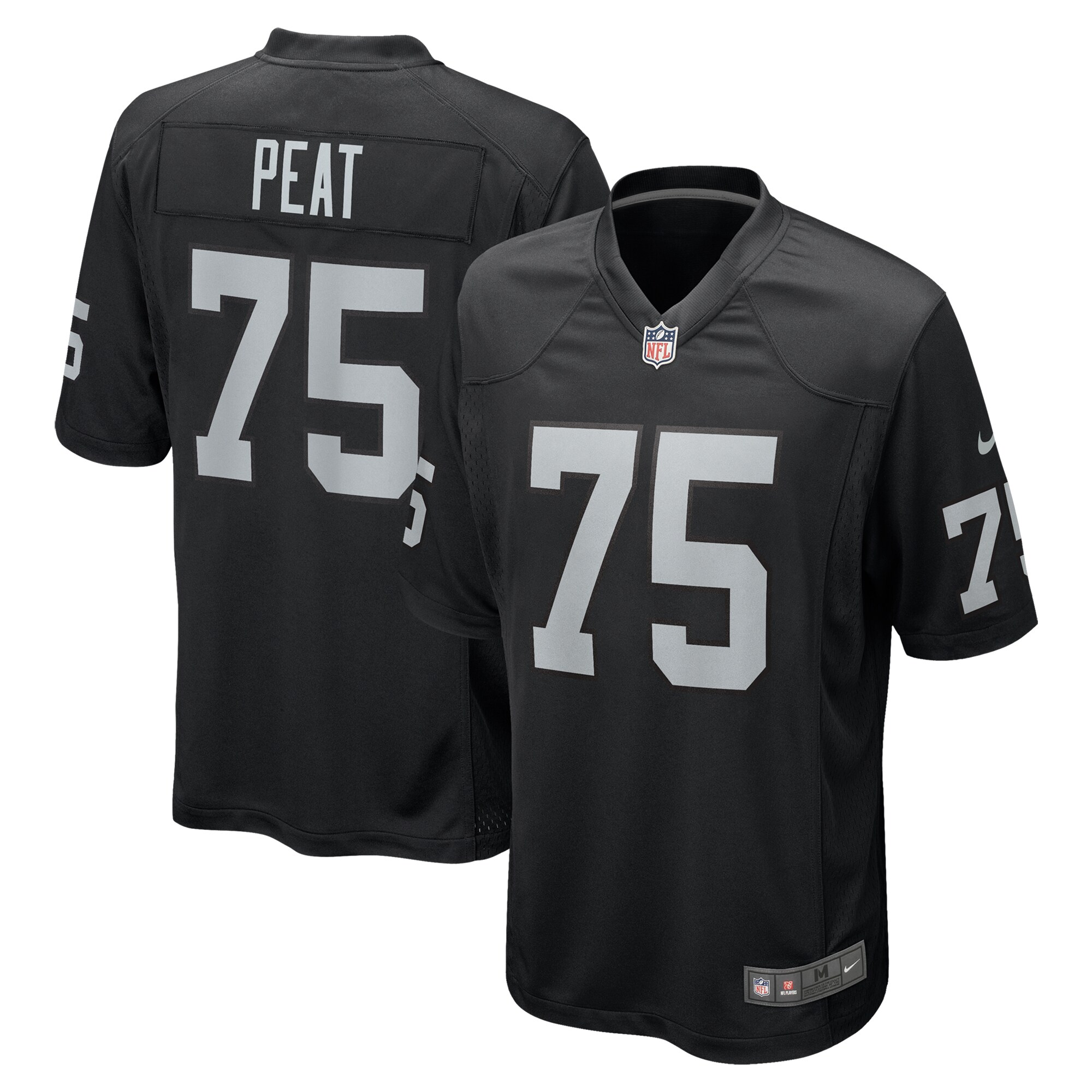 Men's Las Vegas Raiders Andrus Peat Black Team Game Jersey Js9374