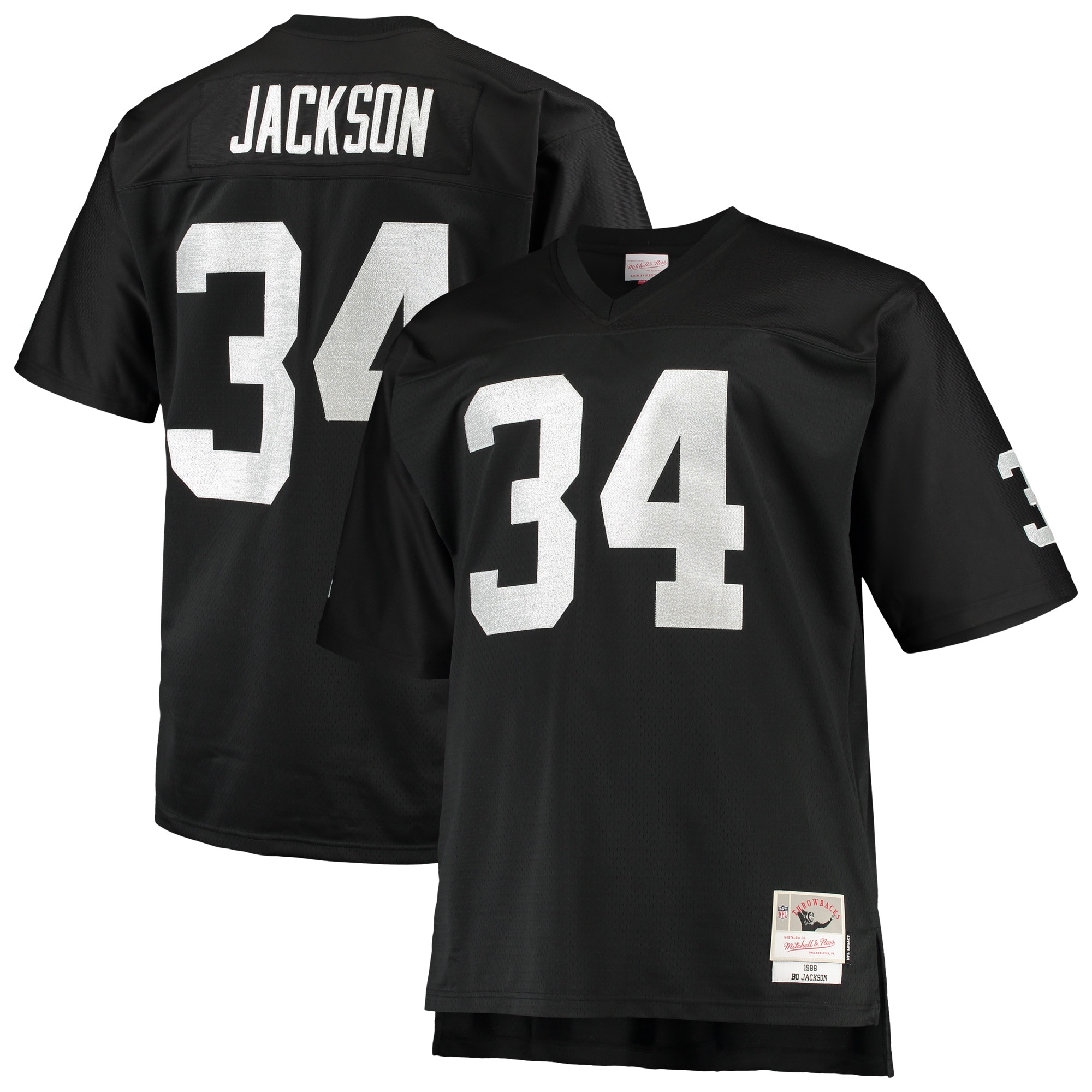 Men's Las Vegas Raiders Bo Jackson Mitchell & Ness Black Big & Tall 1988 Retired Player Jersey Js9900