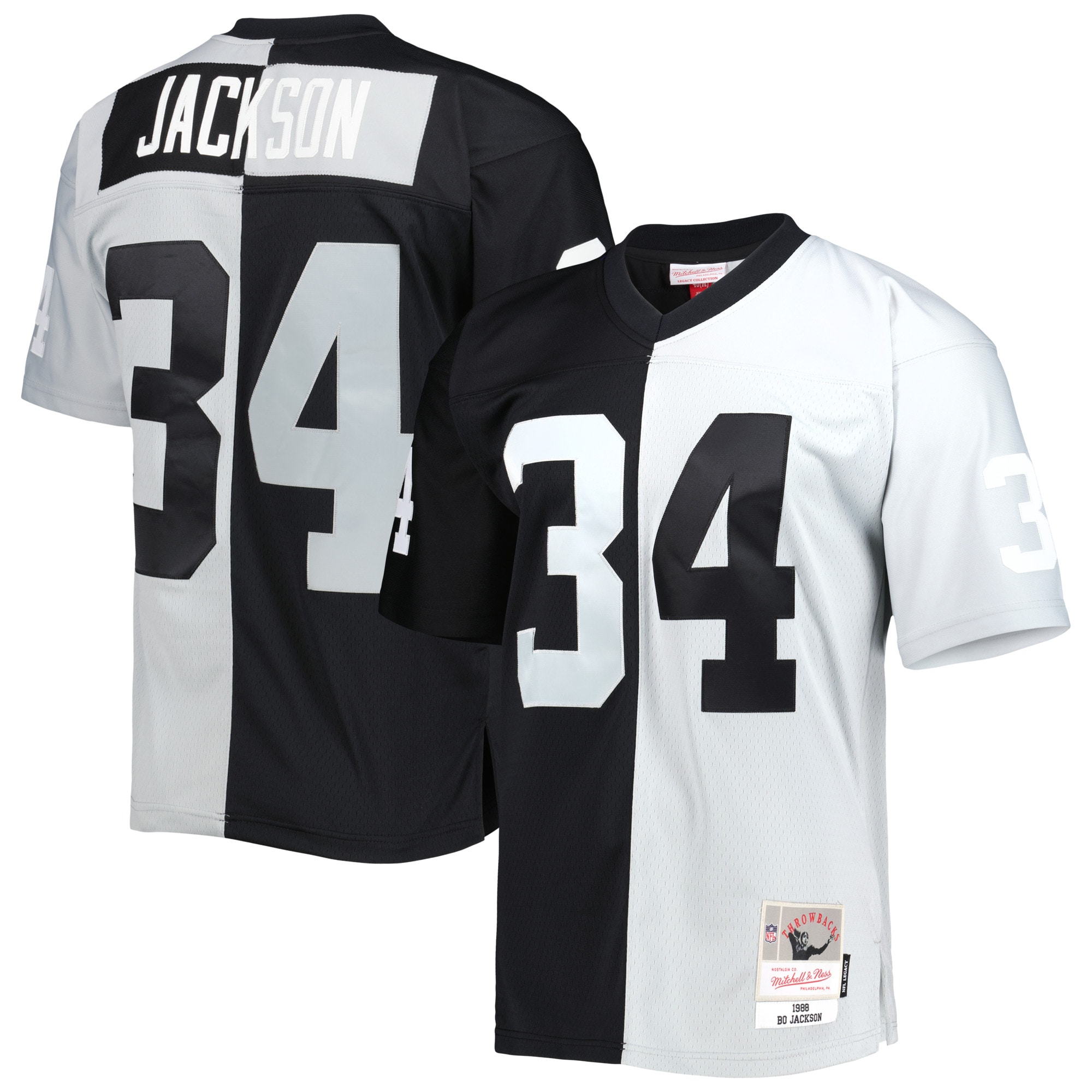 Men's Las Vegas Raiders Bo Jackson Mitchell & Ness Black/silver 1988 Split Legacy Jersey Js1802