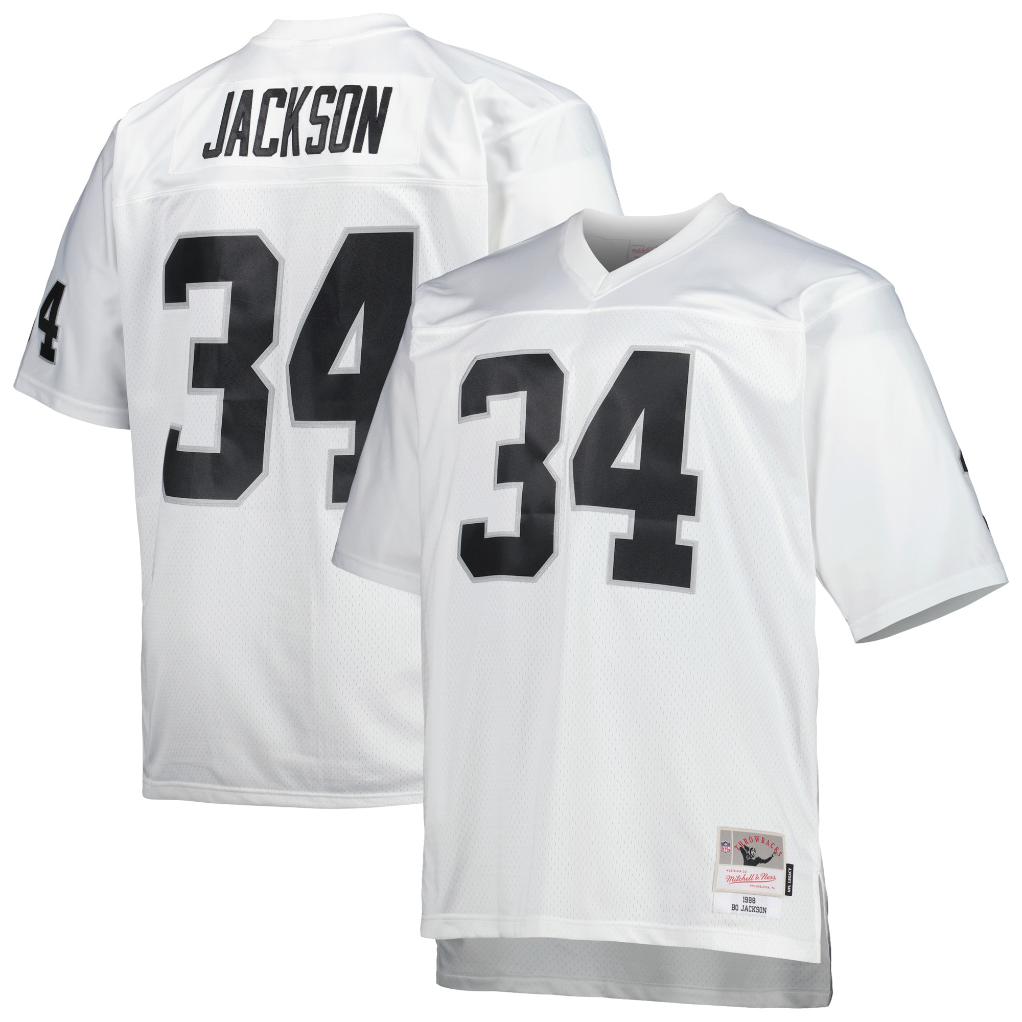 Men's Las Vegas Raiders Bo Jackson Mitchell & Ness White Big & Tall 1988 Retired Player Jersey Js3828