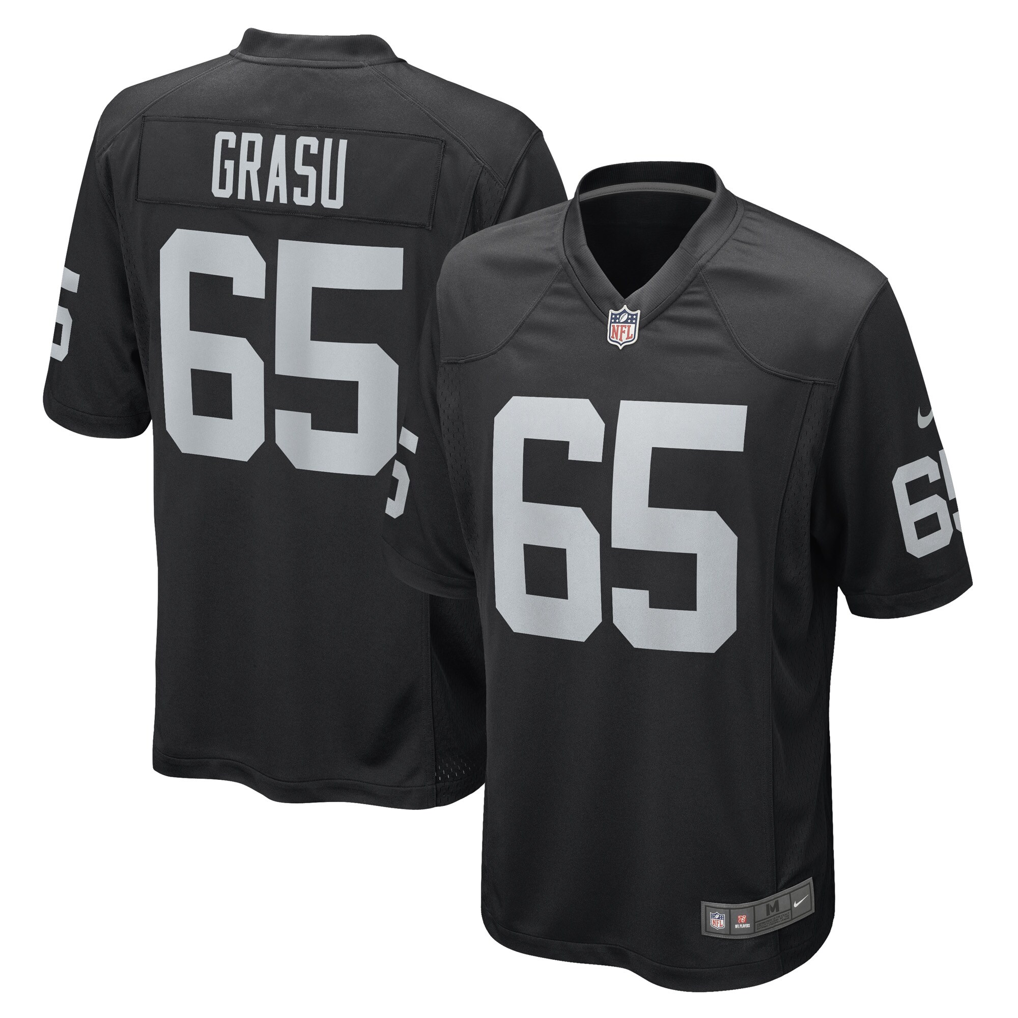 Men's Las Vegas Raiders Hroniss Grasu Black Game Player Jersey Js6593