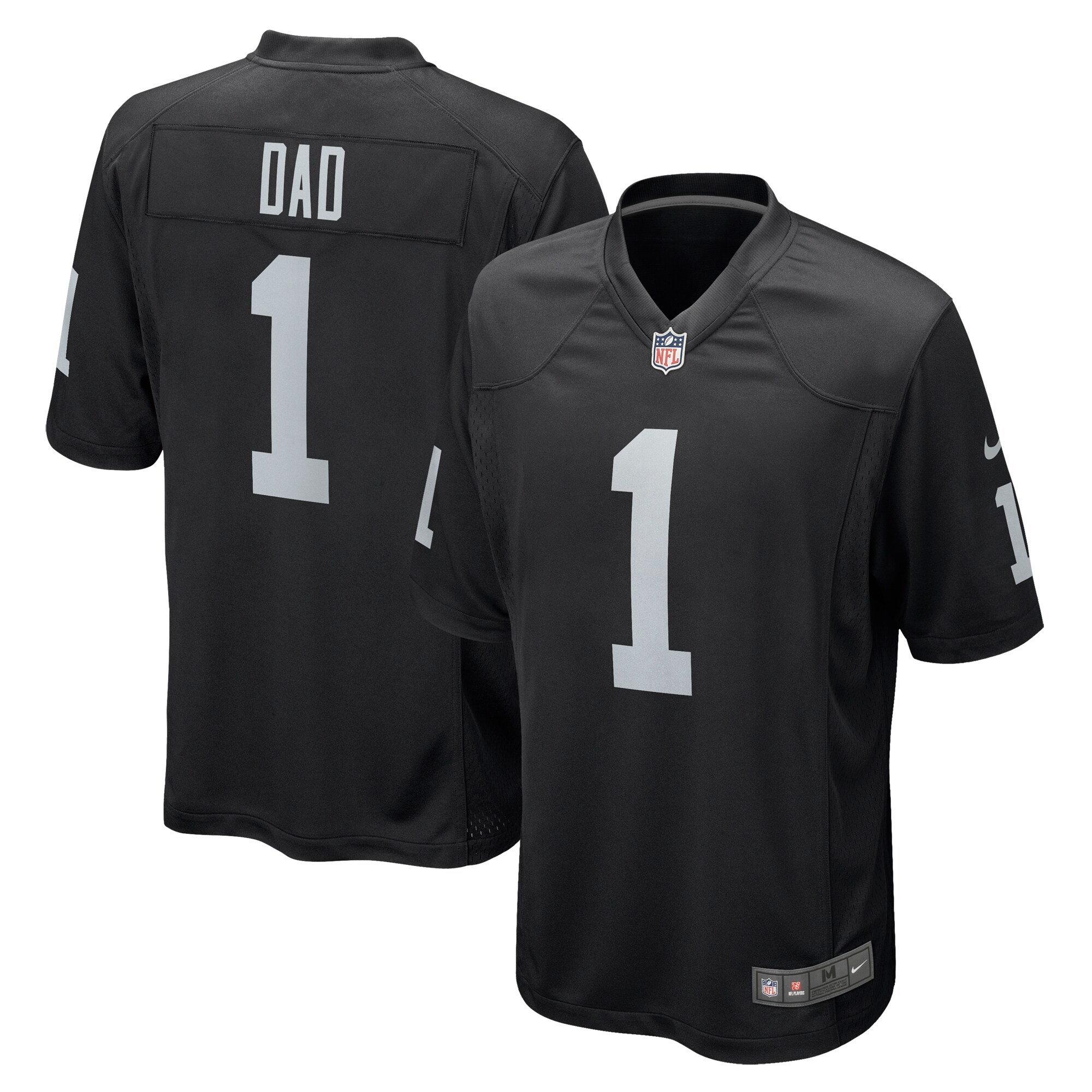 Men's Las Vegas Raiders Number 1 Dad Black Game Jersey Js2137