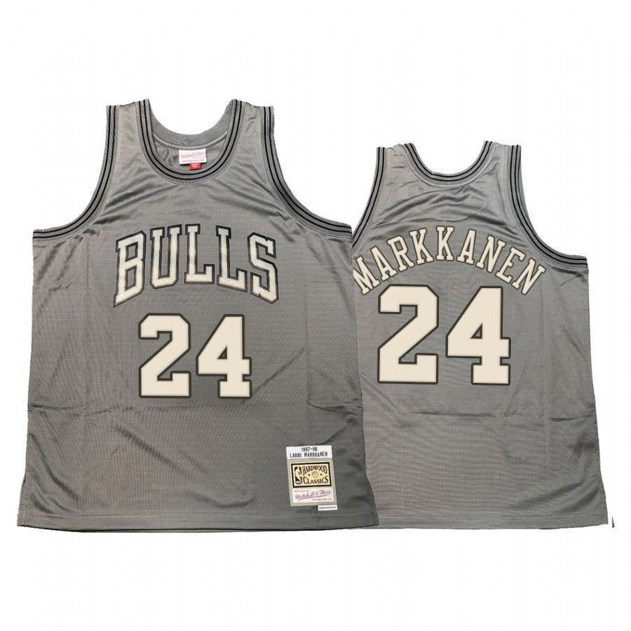 Men's Lauri Markkanen 24 Chicago Bulls Hardwood Classics Jersey Gray