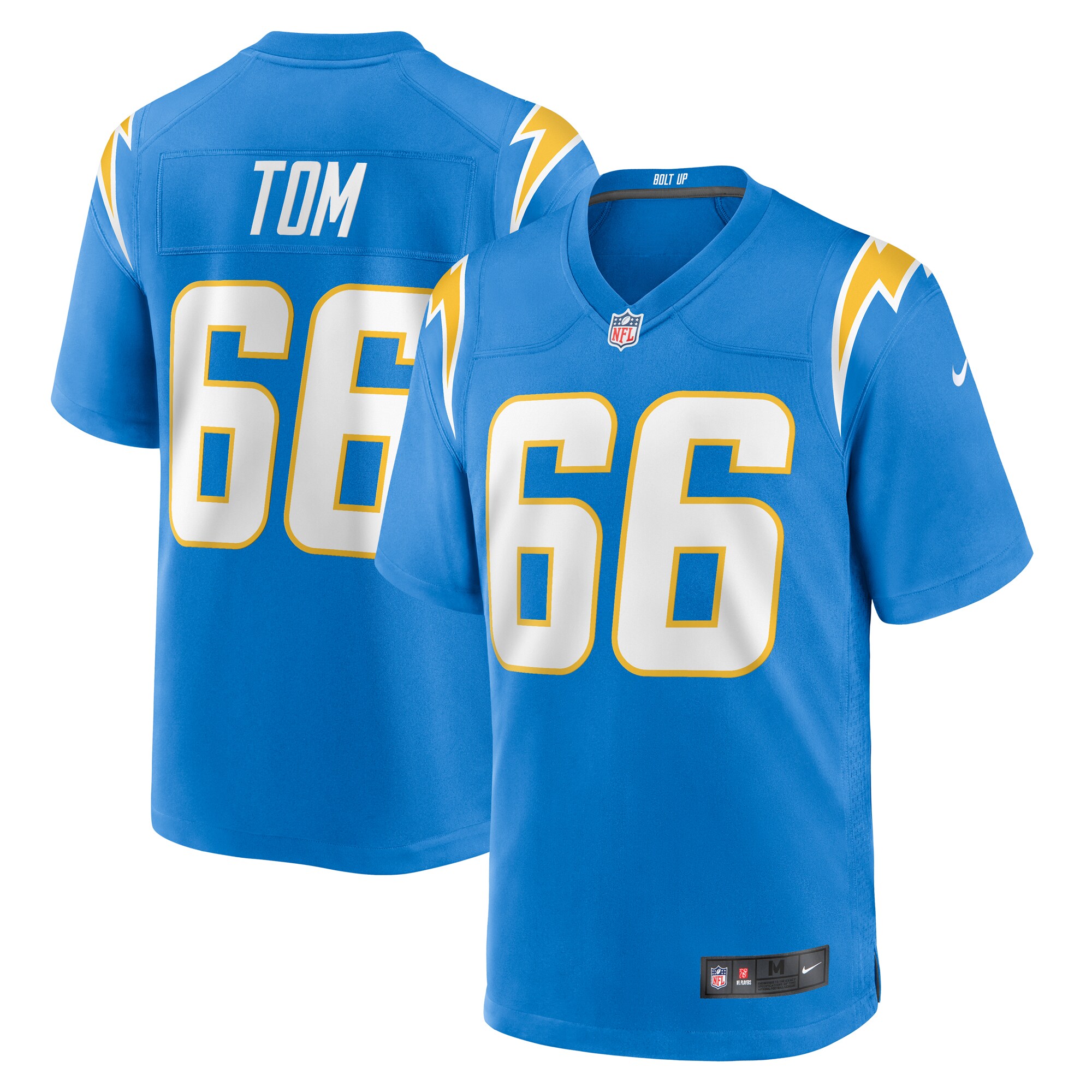 Men's Los Angeles Chargers Cameron Tom Powder Blue Game Jersey Js5368