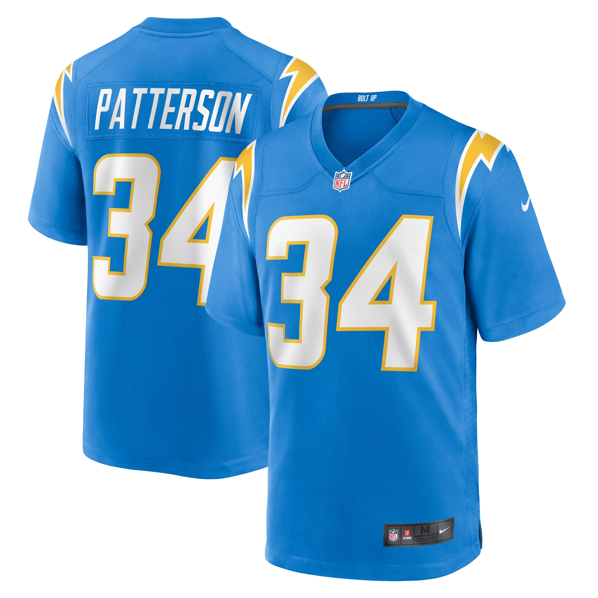 Men's Los Angeles Chargers Jaret Patterson Powder Blue Team Game Jersey Js4628