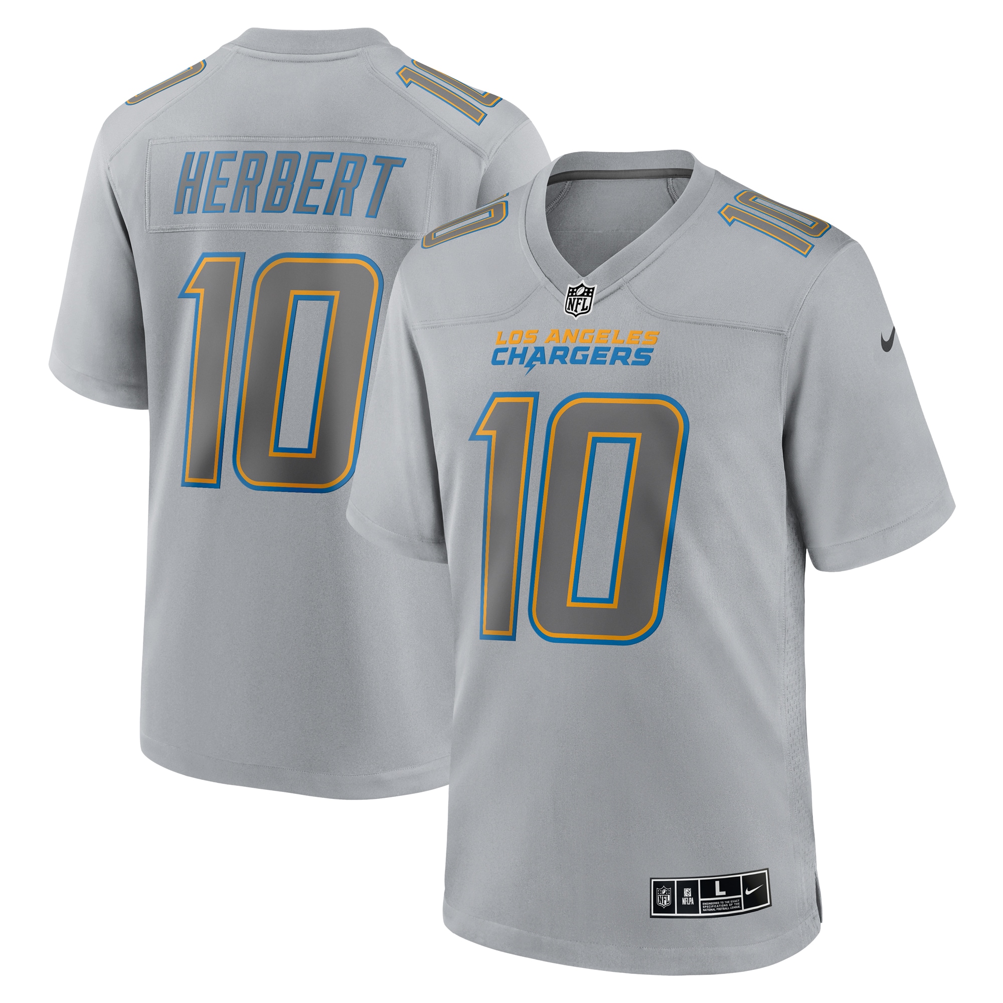 Men's Los Angeles Chargers Justin Herbert Gray Atmosphere Fashion Game Jersey Js9017