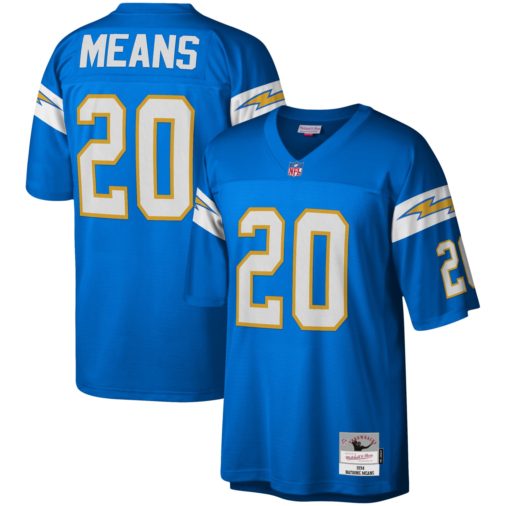 Men's Los Angeles Chargers Natrone Means Mitchell & Ness Powder Blue Legacy Jersey Js6534