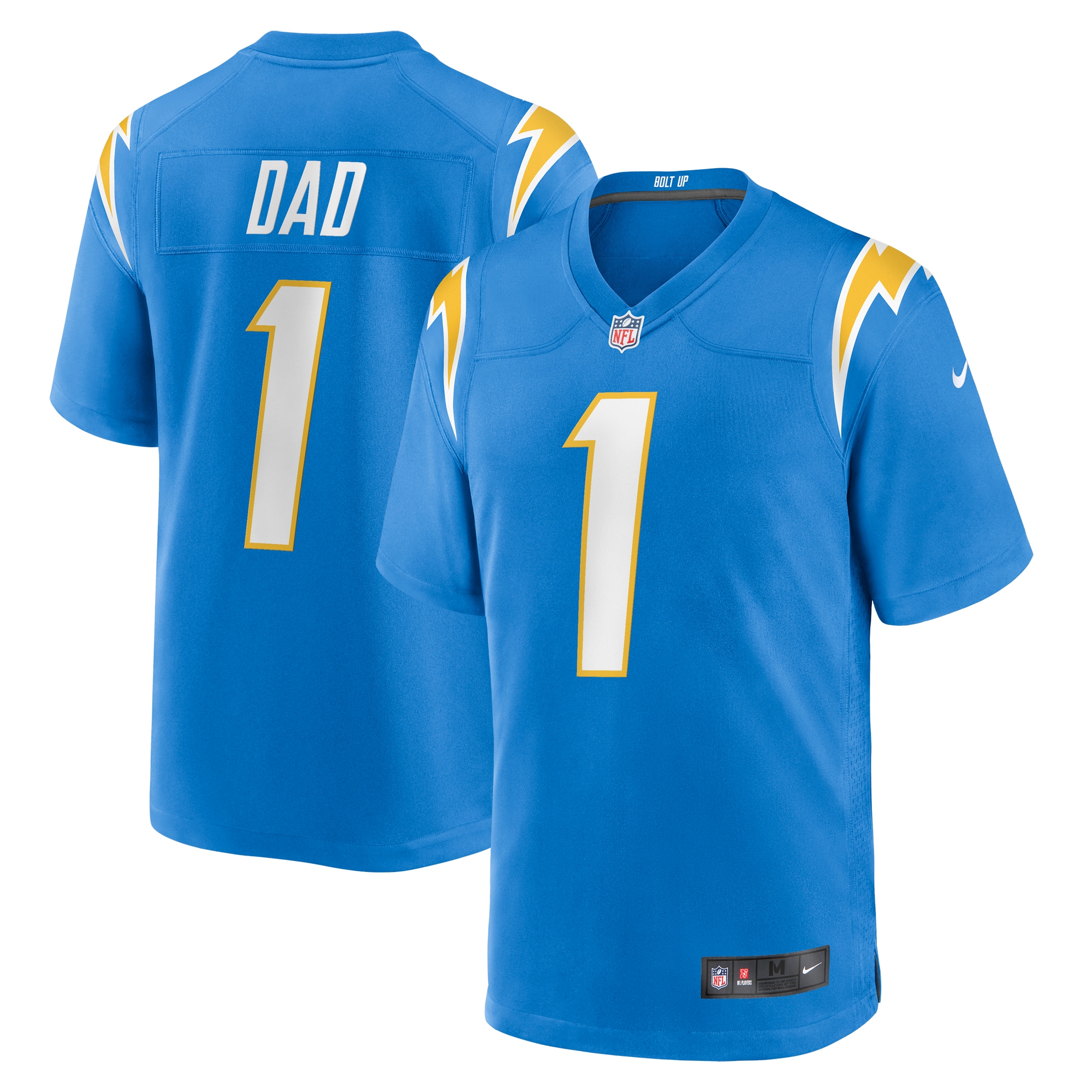 Men's Los Angeles Chargers Number 1 Dad Powder Blue Game Jersey Js1230