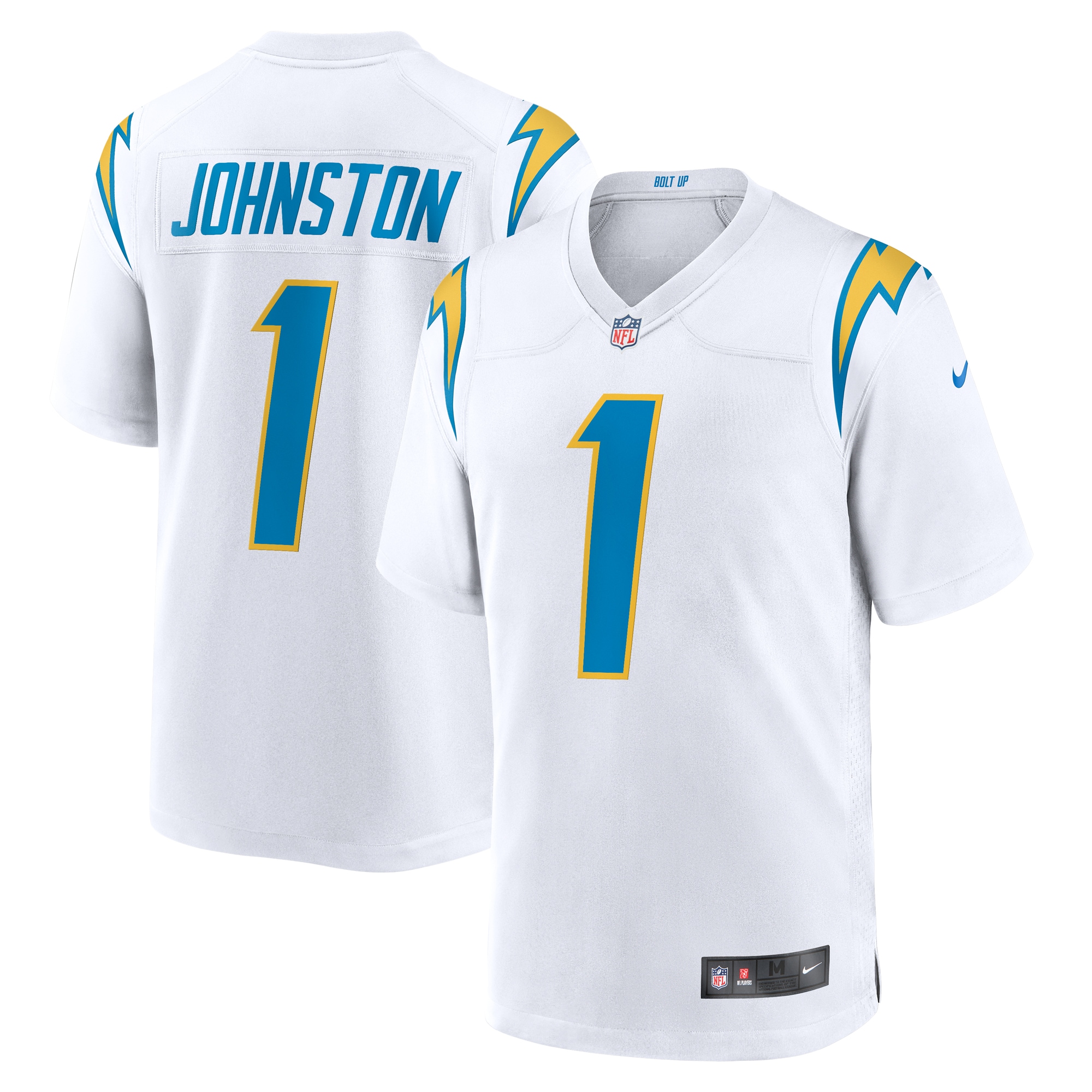 Men's Los Angeles Chargers Quentin Johnston White Away Game Jersey Js5431