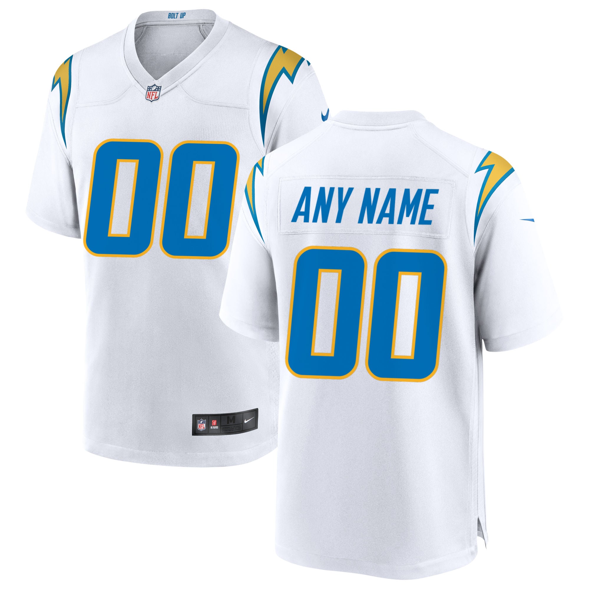 Men's Los Angeles Chargers White Custom Game Jersey Js5379