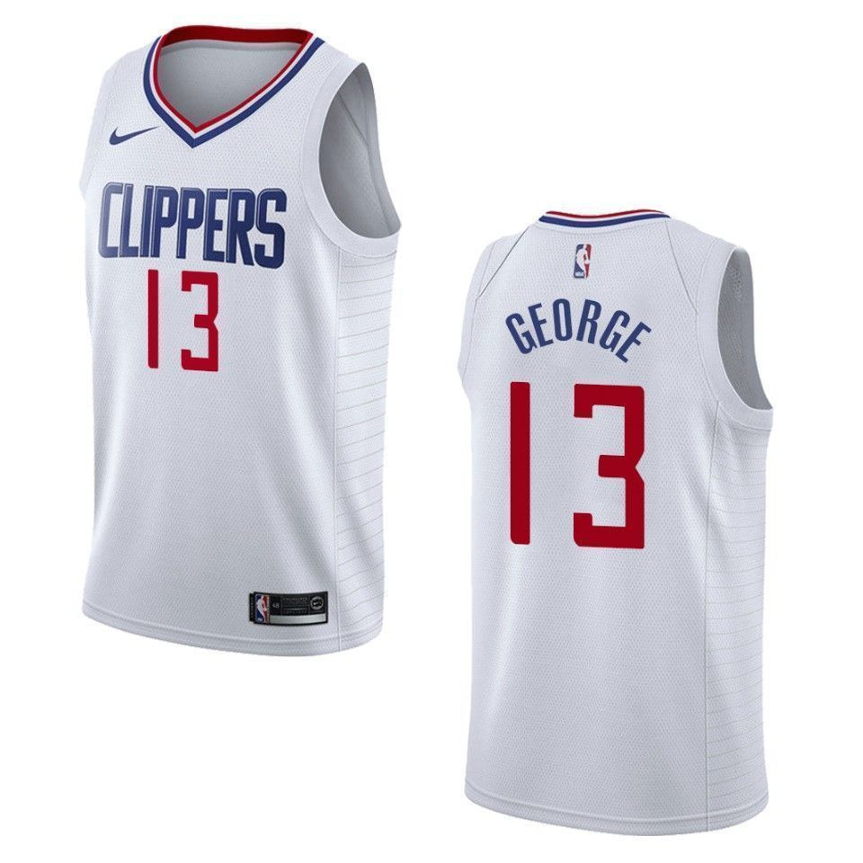 Men's Los Angeles Clippers 13 Paul George Association Swingman Jersey - White