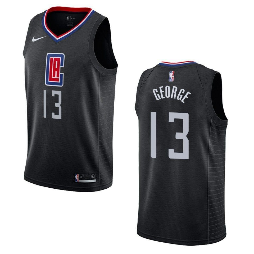 Men's Los Angeles Clippers 13 Paul George Statement Swingman Jersey - Black