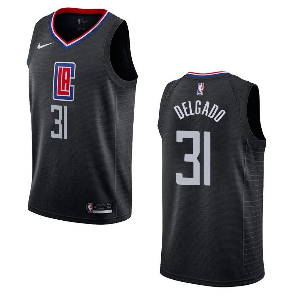 Men's Los Angeles Clippers 31 Angel Delgado Statement Swingman Jersey - Black