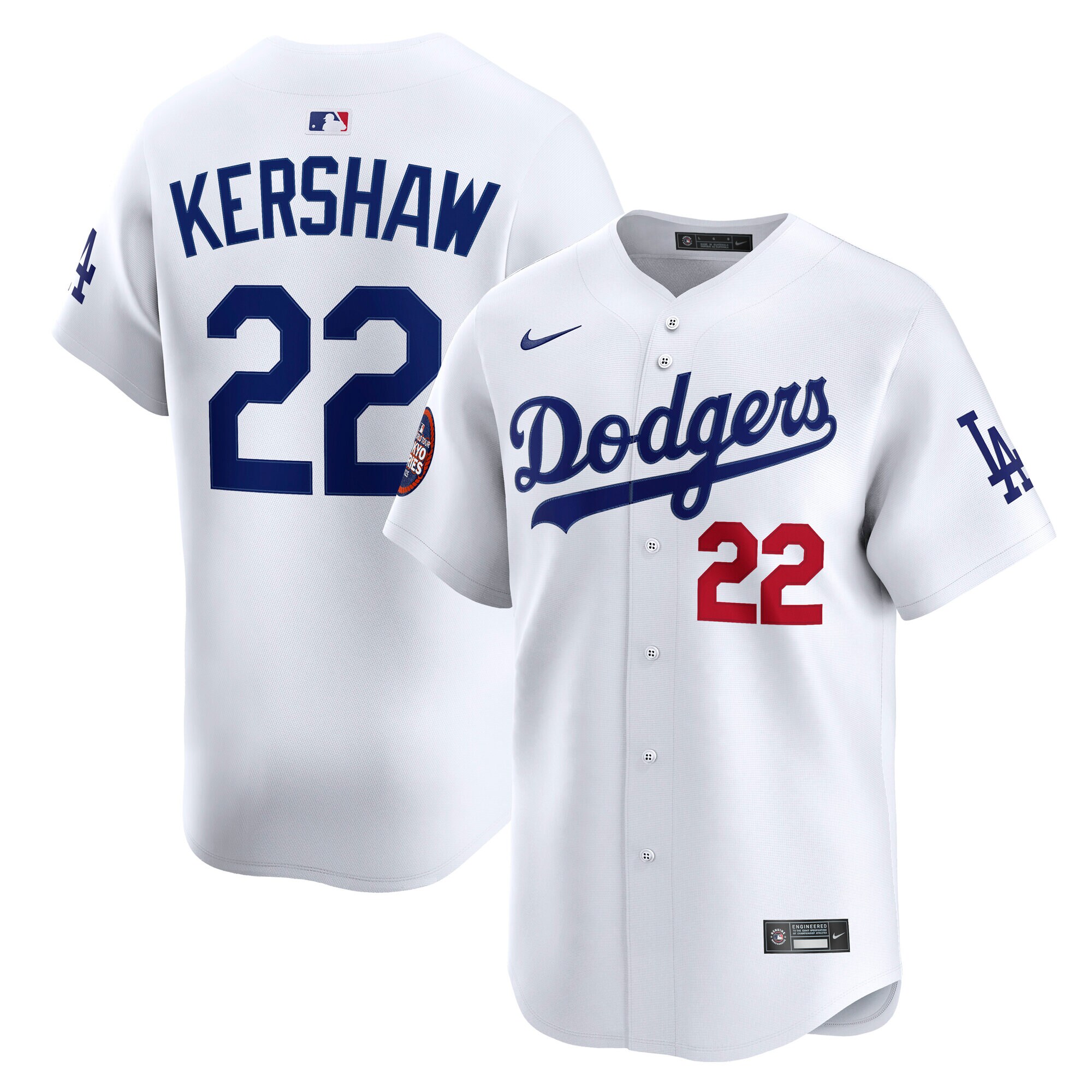 Men's Los Angeles Dodgers Clayton Kershaw White 2025 Mlb World Tour: Tokyo Series Home Limited Player Jersey