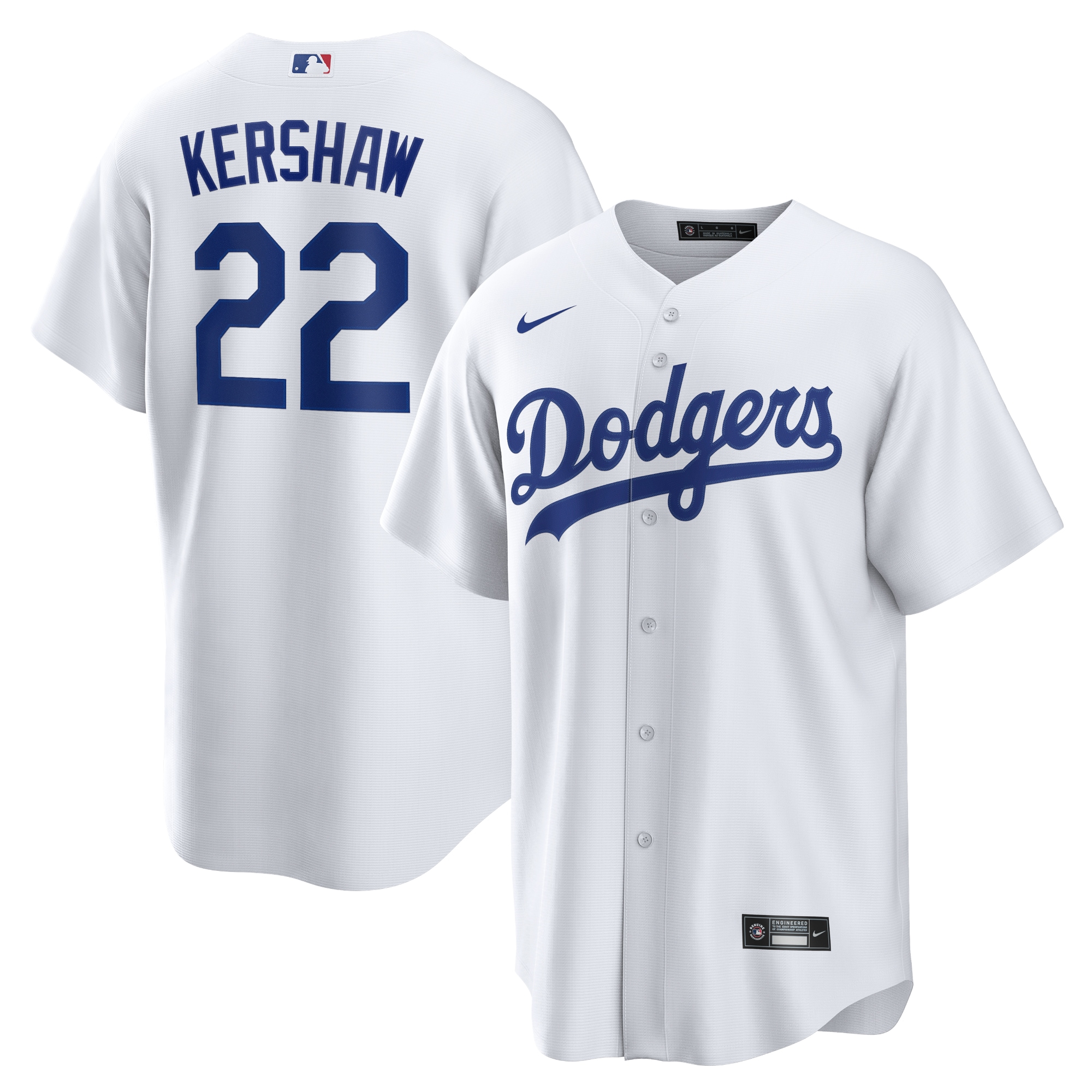 Men's Los Angeles Dodgers Clayton Kershaw White Home Player Name Jersey